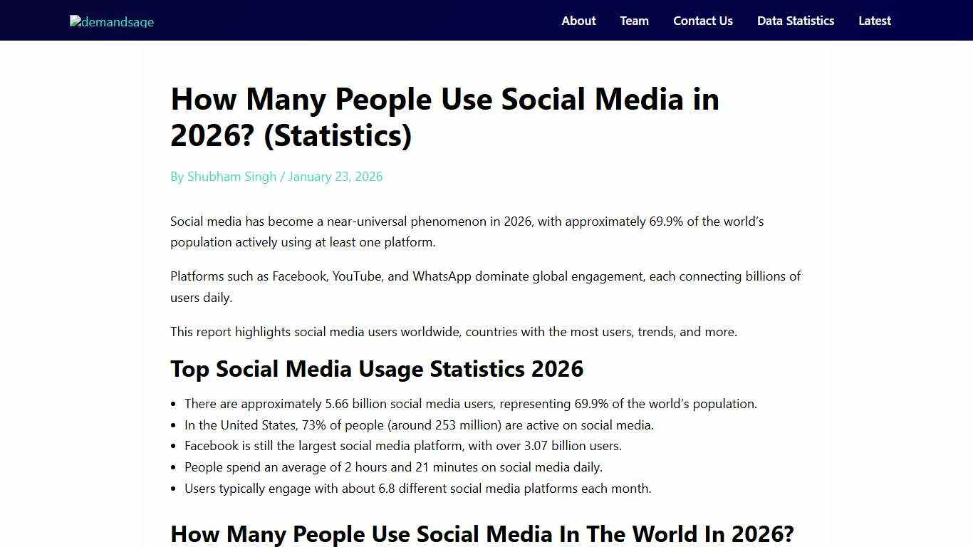 How Many People Use Social Media in 2026? (Statistics)